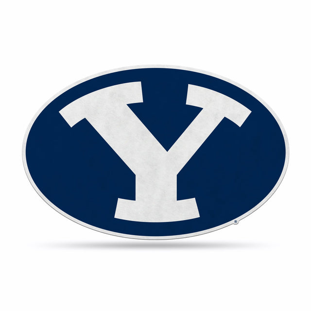 Diseño de logotipo recortado con forma de banderín de los BYU Cougars