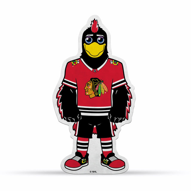 Diseño de mascota con forma de banderín de los Chicago Blackhawks cortado a medida