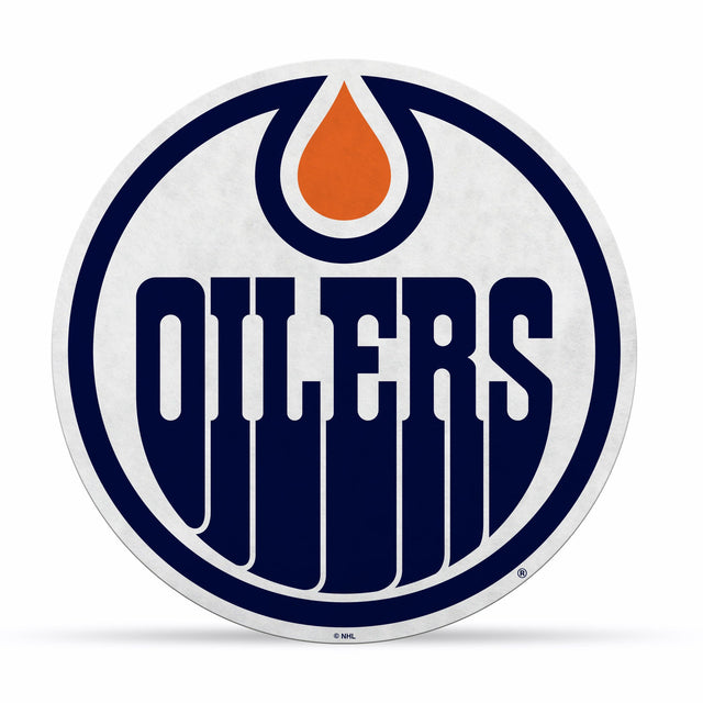 Diseño de logotipo recortado con forma de banderín de los Edmonton Oilers