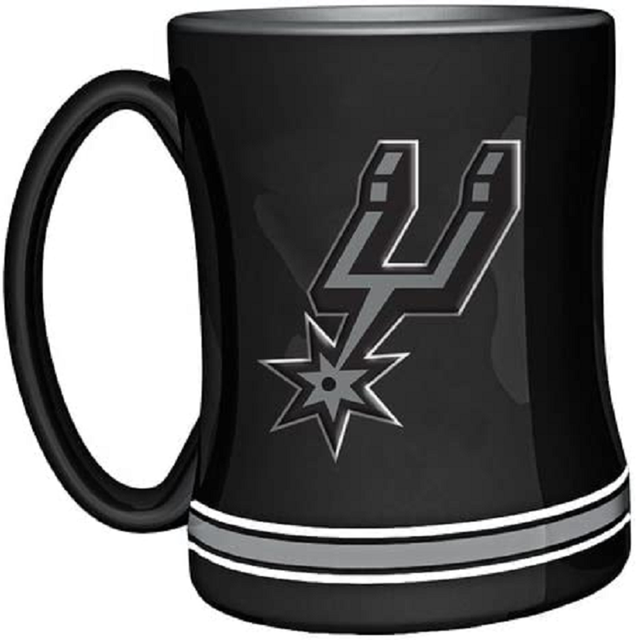 Taza de café de los San Antonio Spurs de 14 oz con relieve esculpido en color del equipo