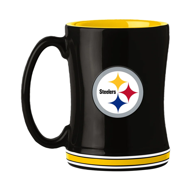 Taza de café de los Pittsburgh Steelers de 14 oz con el color del equipo de relevo esculpido