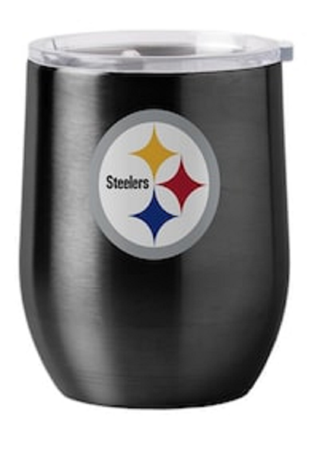 Vaso de viaje curvo de acero inoxidable de 16 oz de los Pittsburgh Steelers