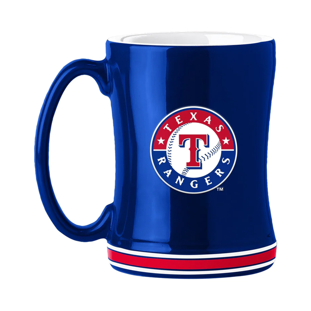 Taza de café de los Texas Rangers de 14 oz con el color del equipo de relevo esculpido