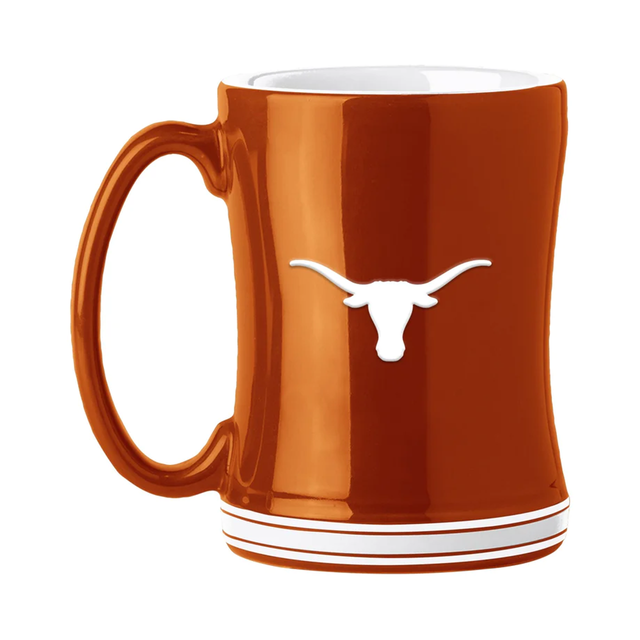 Taza de café Texas Longhorns de 14 oz con relieve esculpido en color del equipo