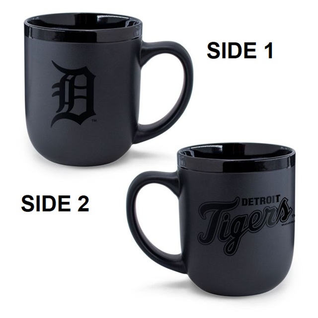 Taza de café de los Tigres de Detroit, 17 oz, color negro mate