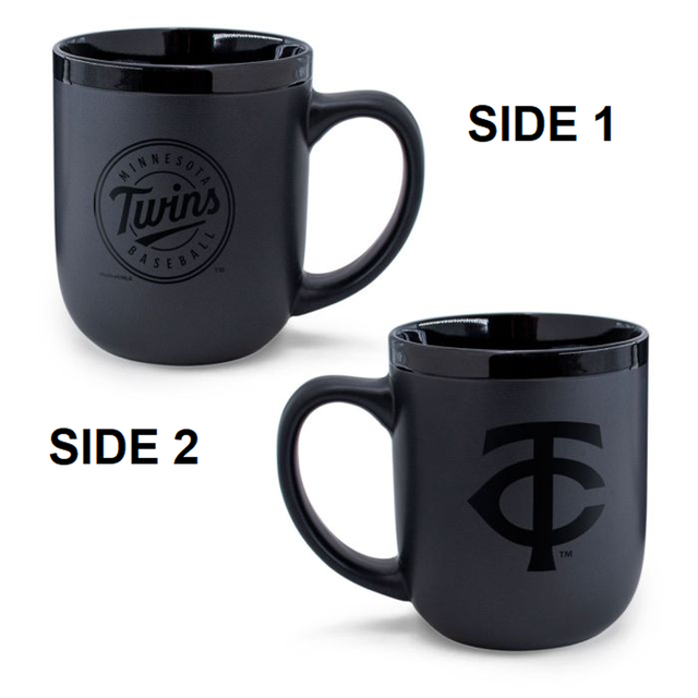 Taza de café de los Minnesota Twins, 17 oz, color negro mate