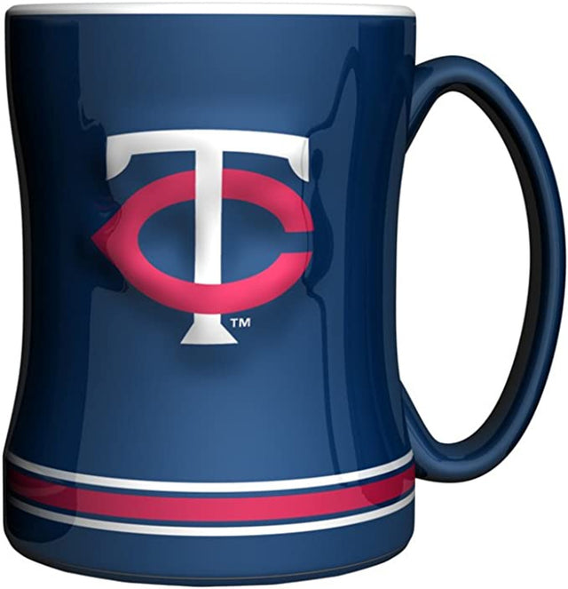 Taza de café de los Minnesota Twins de 14 oz con el color del equipo de relevo esculpido