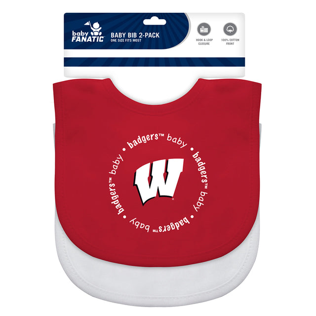 Baberos para bebé de Wisconsin Badgers, paquete de 2