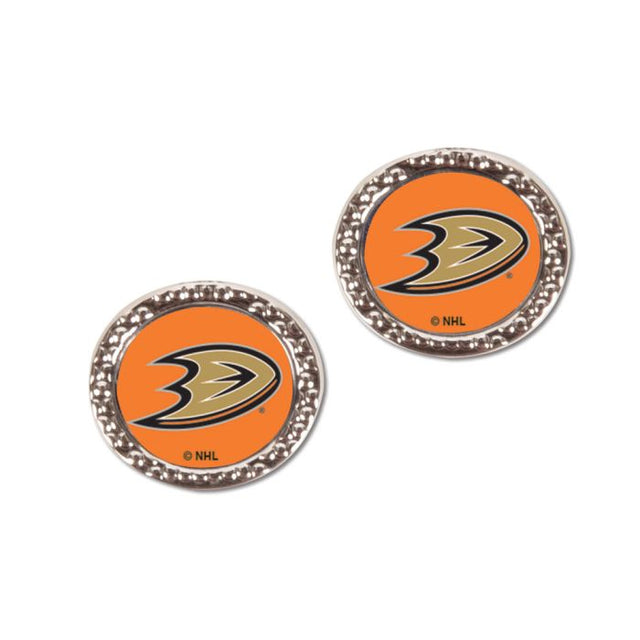 Anaheim Ducks Earrings Jewelry Carded Round