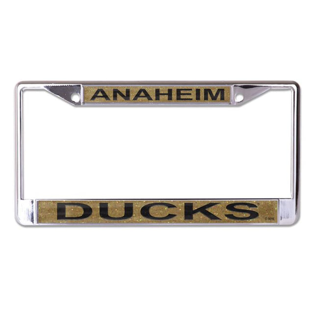 Marco de licencia con estampado de los Anaheim Ducks GLITTER, tamaño pequeño y grande