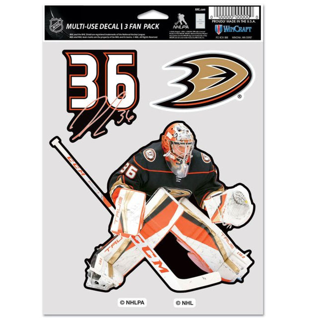 Paquete multiusos para 3 fanáticos de los Anaheim Ducks, John Gibson