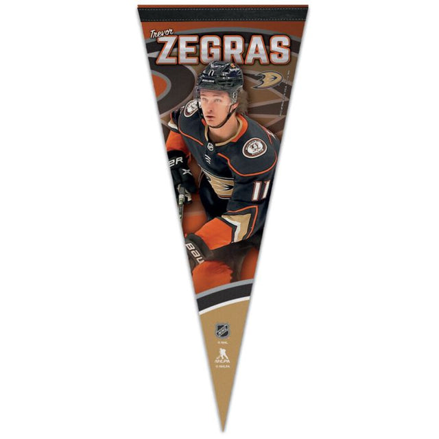 Banderín premium de los Anaheim Ducks de 12" x 30" de Trevor Zegras