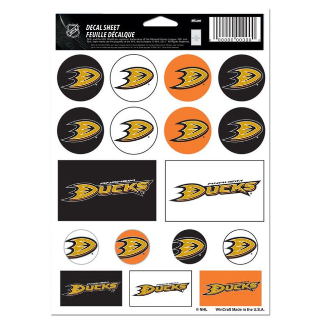 Anaheim Ducks Vinyl Sticker Sheet 5" x 7"