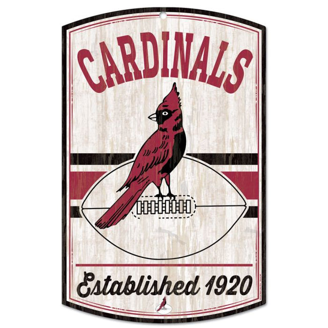 Letrero de madera retro con el logotipo clásico de los Arizona Cardinals, 11" x 17", 1/4" de grosor