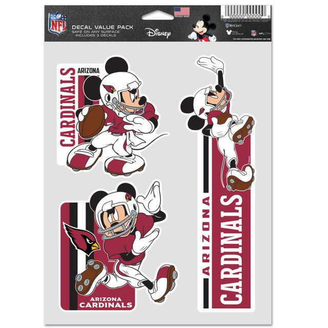 Paquete de 3 ventiladores multiusos de los Arizona Cardinals y Mickey Mouse de Disney