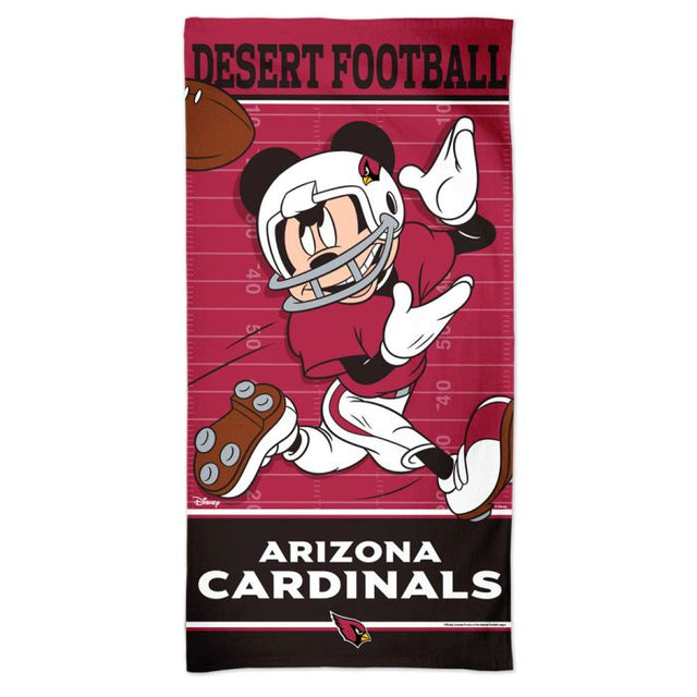 Toalla de playa Spectra de Mickey Mouse de Disney y los Cardenales de Arizona de 30" x 60"