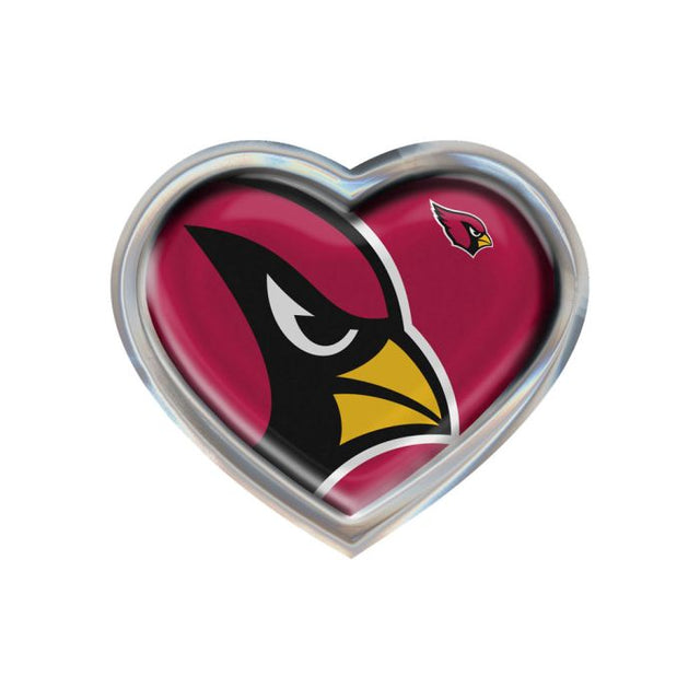 Emblema abovedado de metal cromado MEGA de los Arizona Cardinals con forma de corazón