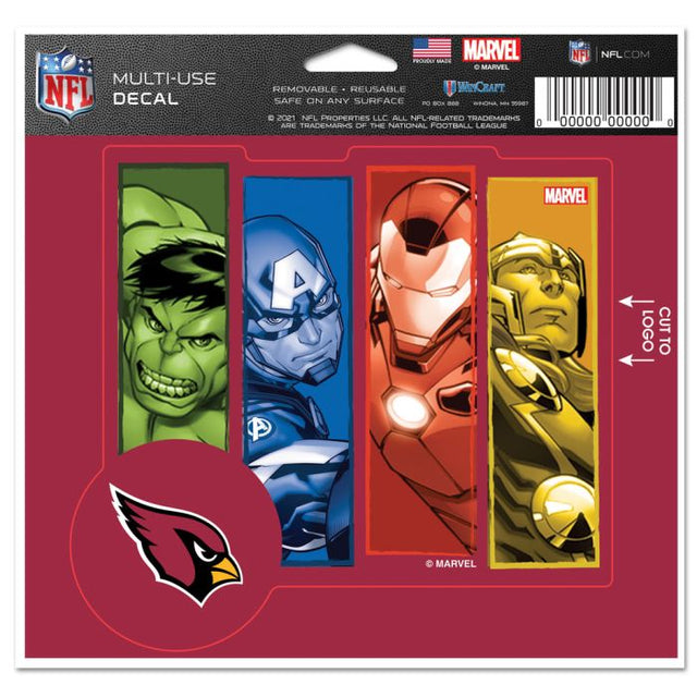 Calcomanía multiusos de Marvel de los Arizona Cardinals/Marvel (C) 2021: corte con el logotipo de 5" x 6"