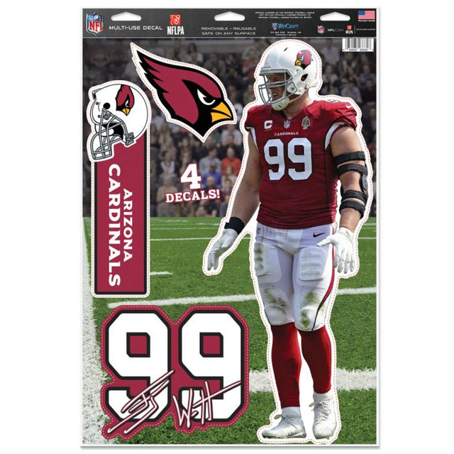 Calcomanía multiusos de los Arizona Cardinals de 11" x 17" de JJ Watt