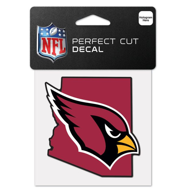 Calcomanía de color con corte perfecto y forma del estado de los Arizona Cardinals, 4" x 4"