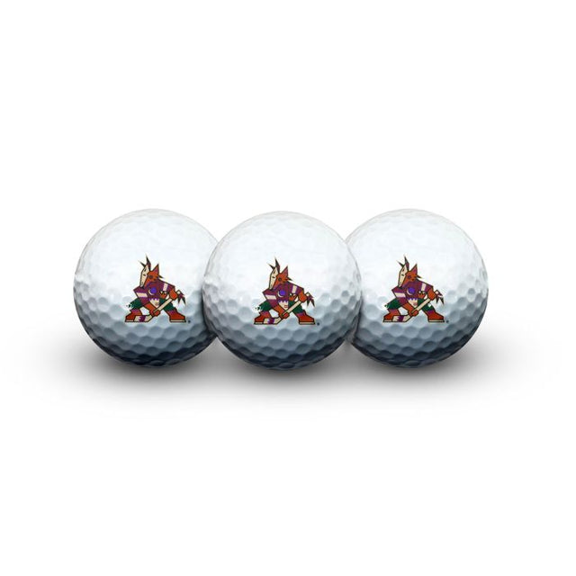 3 pelotas de golf de los Arizona Coyotes en estuche tipo concha