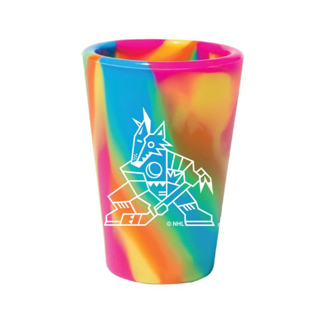 Vaso de chupito de silicona de 1,5 oz con diseño de hippie hop de los Arizona Coyotes