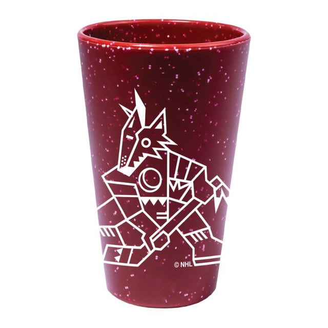 Vaso de pinta de silicona con diseño de los Arizona Coyotes Red Speckle de 16 oz