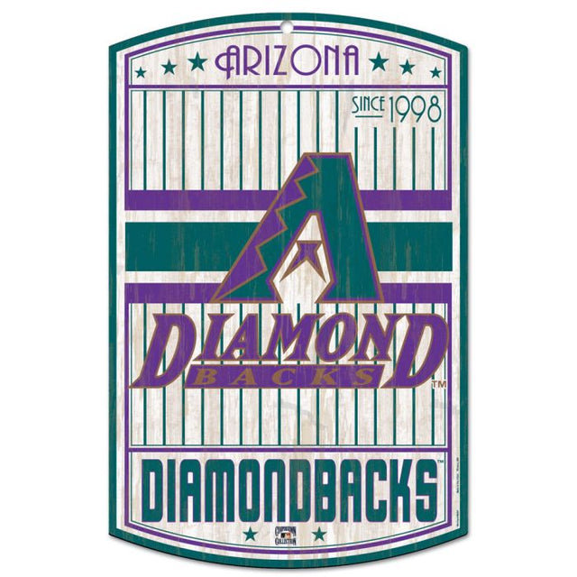 Letrero de madera de Cooperstown de los Diamondbacks de Arizona, 11" x 17", 1/4" de grosor