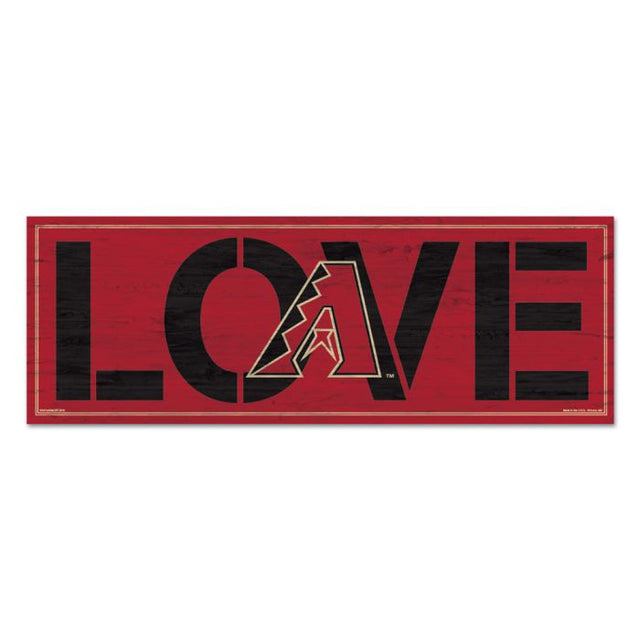 Letrero de madera con la leyenda "Amor" de los Diamondbacks de Arizona, 8" x 23", 1/4" de grosor