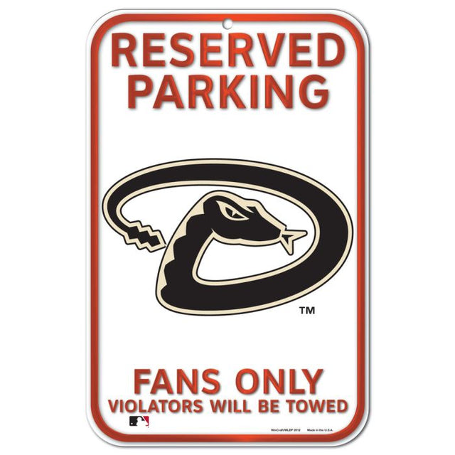 Arizona Diamondbacks Reserved Parking Plastic Sign 11" x 17"