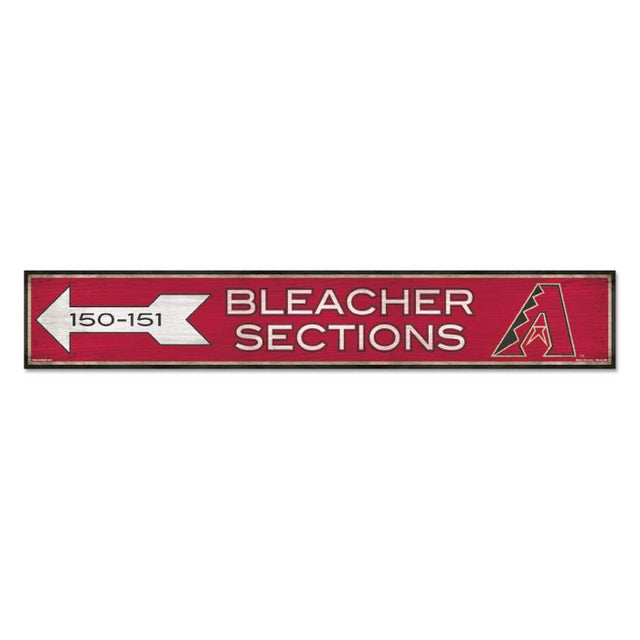 Letrero de madera SECCIONES de los Arizona Diamondbacks, 6" x 36", 3/8" de grosor