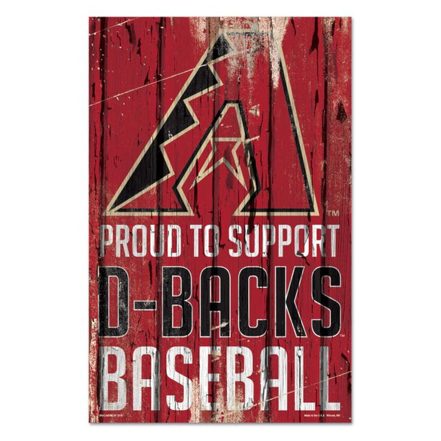 Letrero de madera con la inscripción "SOPORTE" de los Arizona Diamondbacks, 11" x 17", 1/4" de grosor