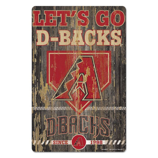 Letrero de madera de los Arizona Diamondbacks, 11" x 17", 1/4" de grosor