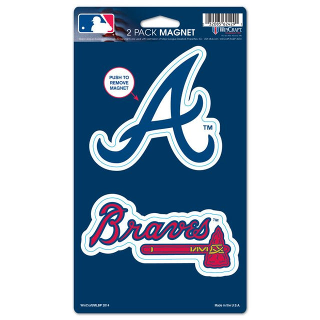 Paquete de 2 imanes de los Atlanta Braves de 5" x 9"