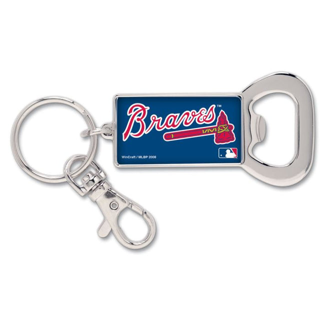 Llavero rectangular con abrebotellas de los Atlanta Braves