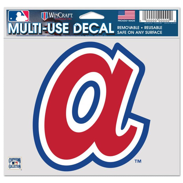 Atlanta Braves / Cooperstown Multi-Use Decal -Clear Bckrgd 5" x 6"