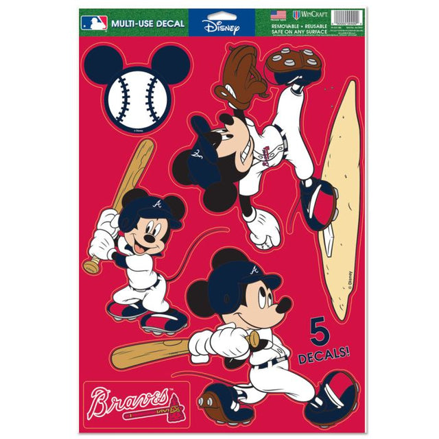 Calcomanía multiusos de Mickey Mouse de los Atlanta Braves y Disney, 11" x 17"