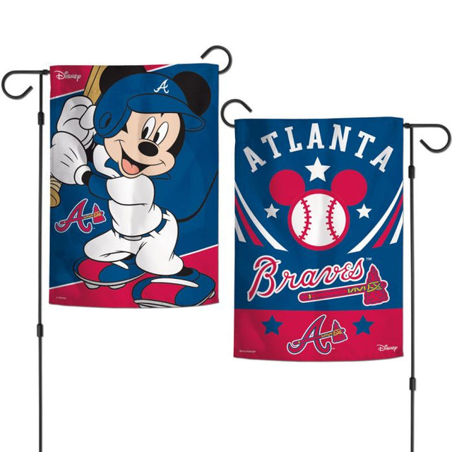 Banderas de jardín de los Atlanta Braves y Mickey Mouse de Disney, de 2 lados, 12,5" x 18"