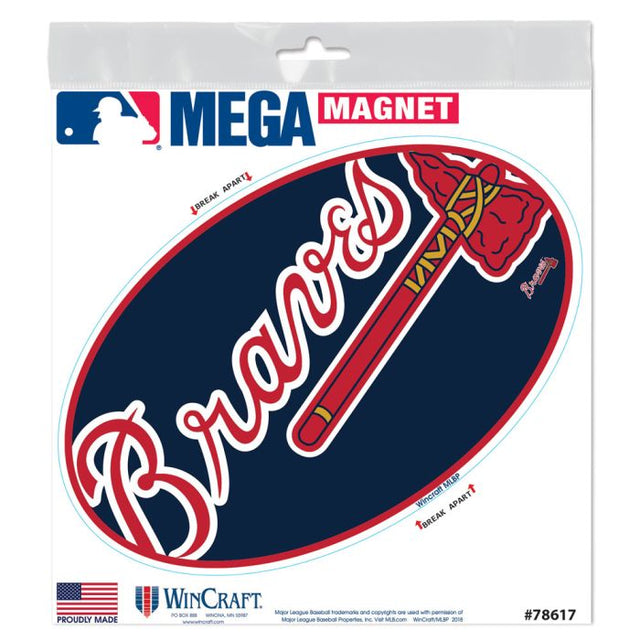 Imanes para exteriores MEGA de los Atlanta Braves, 6" x 6"