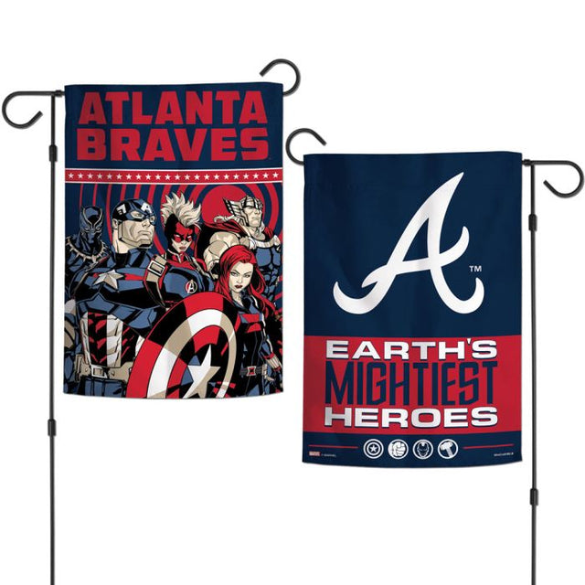 Banderas de jardín de los Atlanta Braves/Marvel (c) 2021 MARVEL, 2 caras, 12,5" x 18"