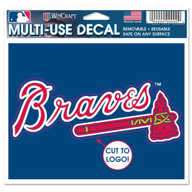 Calcomanía multiusos de los Atlanta Braves: cortada según el logotipo, 5" x 6"