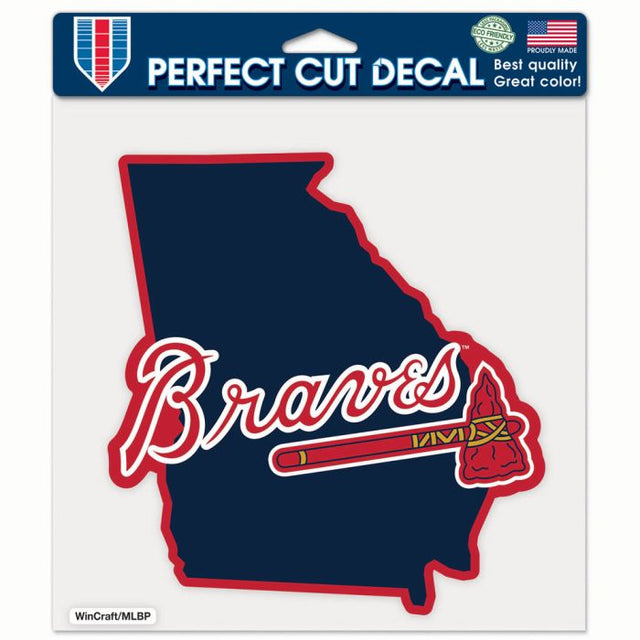 Calcomanía de color de corte perfecto de los Atlanta Braves STATE de 8" x 8"