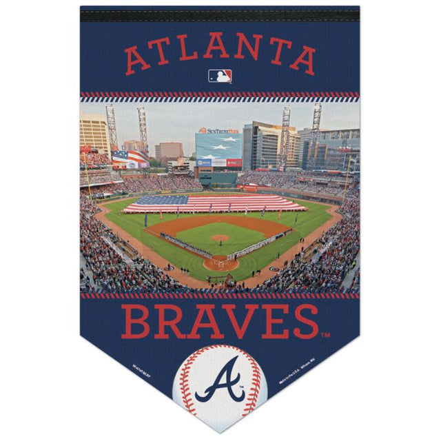 Banner de fieltro premium CHEVRON de los Atlanta Braves/Estadio de 17" x 26"