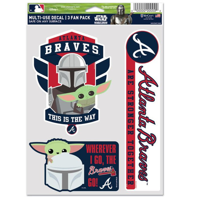 Paquete multiusos para 3 fanáticos de los Atlanta Braves y Star Wars Mandalorian