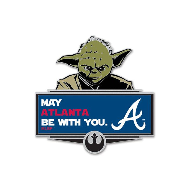 Tarjeta de joyería con pin coleccionable de Yoda de Star Wars de los Atlanta Braves