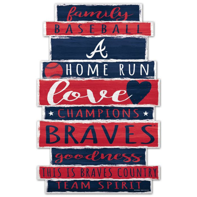 Letrero de madera de los Atlanta Braves, 11" x 17", 1/4" de grosor