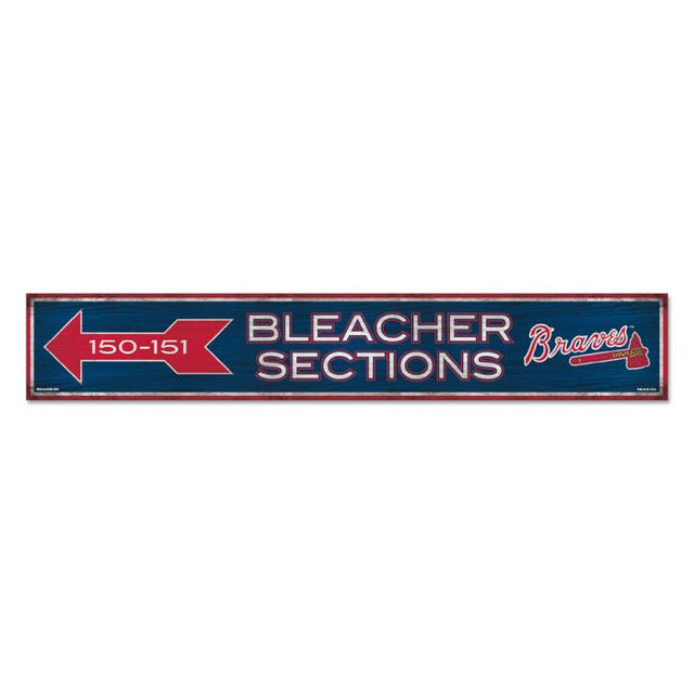 Letrero de madera de los Atlanta Braves, 6" x 36", 3/8" de grosor