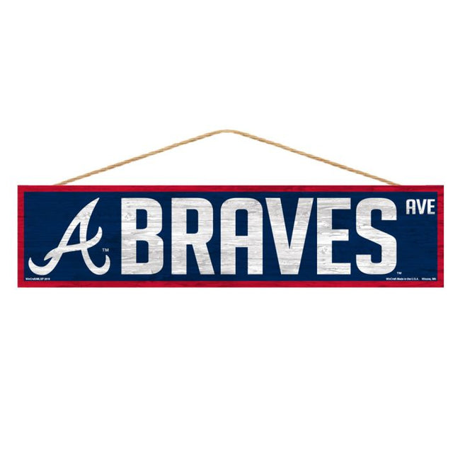 Letrero de madera de los Atlanta Braves con cuerda, 4" x 17"