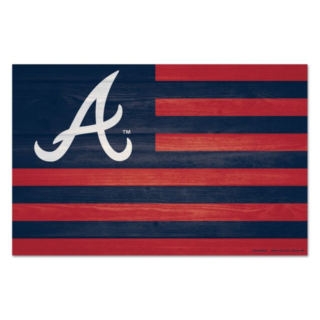 Letrero de madera con el logo de los Atlanta Braves, 11" x 17", 1/4" de grosor