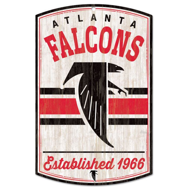 Letrero de madera retro con el logotipo clásico de los Atlanta Falcons, 11" x 17", 1/4" de grosor